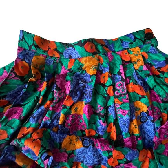 JH Collectibles Midi Skirt Floral Bright Colorful Pockets Dopamine VTG 80s 10 - Picture 7 of 9